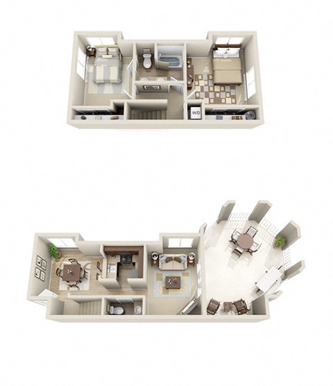 Floor plan for 2 beds, 1.5 baths, 930 sqft